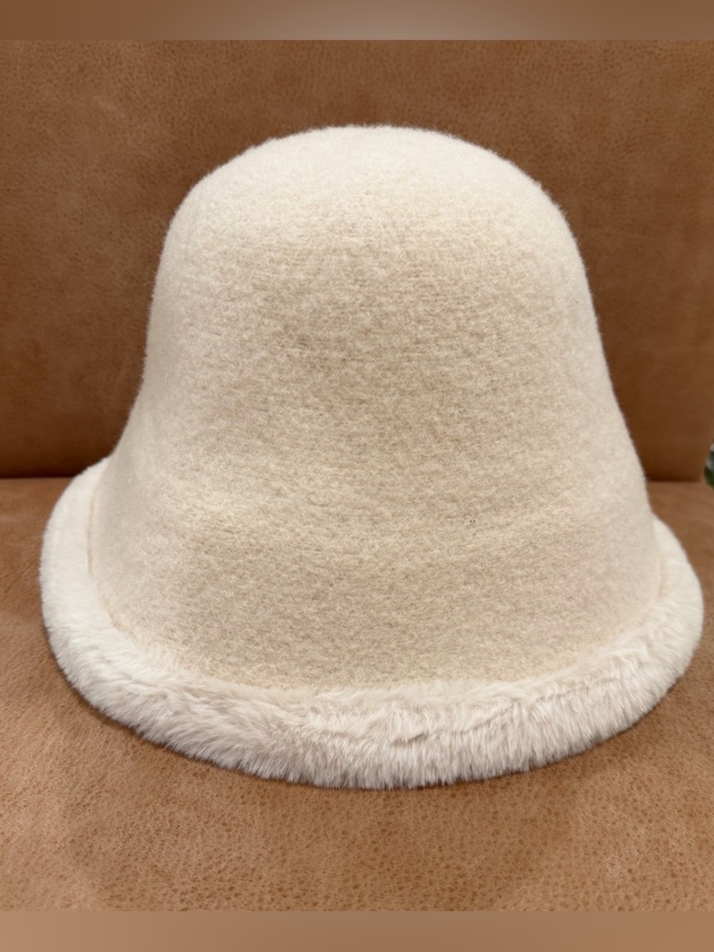 Zara Cream Fuzzy Bucket Hat